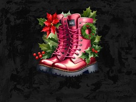 Christmas Wreath Doc Martens - Unique PNG Design, Perfect for Holiday Outfits, W - $2.00