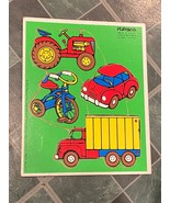 Vintage Playskool Wooden Puzzle Things With Wheels 4 Pieces *Pre-Owned* j2 - $349.46 MXN
