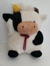Sekiguchi Cow with Yellow Chick Plush Stuffed Animal Off White Black Spots Japan - £39.55 GBP