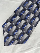 Courage Neckwear Tie Blue &amp; Gray Rectangles 100% Silk Korean Made - $10.00