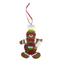Clay Cooking Chef Gingerbread Man Ornament with Bowl and Rolling Pin 4.5... - $12.98