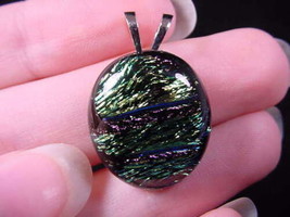 (#DL-232) Dichroic Fused Glass Pendant Jewelry Green Purple Blue - £15.68 GBP