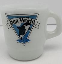 Vintage 1989 Termocrisa SEA WORLD SHAMU Milk Glass Souvenir Coffee Mug Mexico - £6.74 GBP