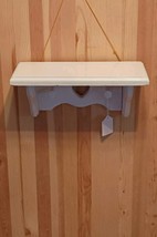 Vintage Wooden Wall Shelf w/Heart Cutout Design 2 Pegs Painted White 12”... - $16.34
