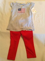 Size 18 mo Jumping Beans top Crazy 8 pants US flag patriotic outfit - $14.59