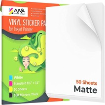 Printable Vinyl Sticker Paper - Waterproof Decal Paper For Inkjet Printer - 50 - £33.56 GBP