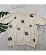 Alfred Dunner Womens Vintage 90s Pullover Sweater Size M Cream Floral Co... - $31.12 CAD