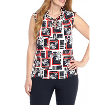 NWT Womens Plus Size 1X or 3X The Limited Red White Blue Print Tie Neck Top - £19.65 GBP