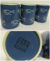 Pottery Barn Bongo Collection Fish Blue White Three (3) Mugs - £27.87 GBP