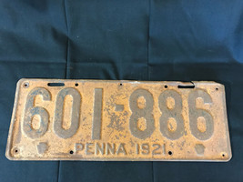 Old Vtg Collectible 1921 Penna Pennsylvania State License Plate 601-886 - £31.65 GBP