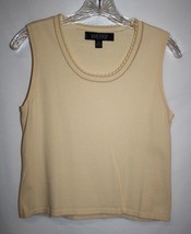 Kasper Petite SMALL Camisole Yellow Tank Top Sweater Round Scalloped Nec... - $10.77