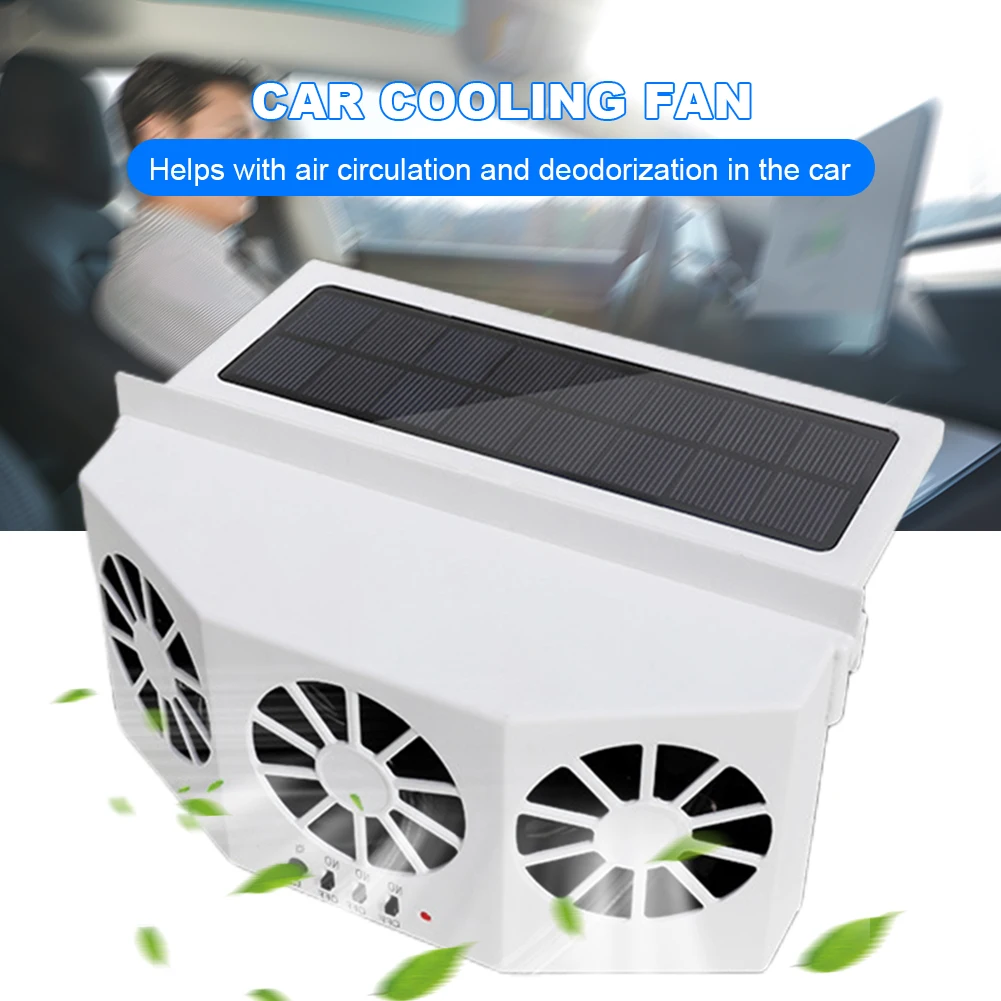 Car Cooling Fan 3 Heads 2 Speeds Auto Exhaust Fan Solar Powered Suction Interior - £16.32 GBP+