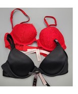 Victoria’s Secret 32B Bra&#39;s Bombshell add 2 Cups Padded Bra Red / Black ... - $82.21 CAD