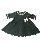 Tahari Ponte Knit Toddler Girls Dress Size 4T Crotchet Lace Green Bow Pl... - $11.39