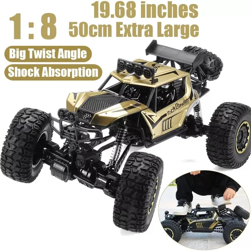 Big 50cm Oversized RC Car 4WD 1:8 alloy Climbing Mountain High speed Off-road - £159.91 GBP+