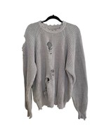 Furst Of A Kind Grey Distressed Destroyed Chunky Knit Sweater Large - $83.24 CAD
