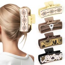 YARIEW Large 4&quot; Leather Western Hair Claw Clips Sunflower Floral Brown - $170.81 MXN