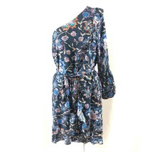 Ella Moon One Shoulder Mini Dress Floral Ruffle Navy Blue Size M - $14.50