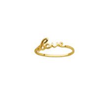 14K Solid Gold Script Love Ring -Yellow Size 6, 7, 8 Minimalist - £103.27 GBP