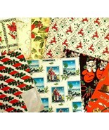 8 Piece Vintage Christmas Holiday Wrapping Paper / Scrap Lot  - £16.24 GBP