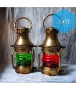 Set of 2 Nautical Maritime Anchor Ship Lantern Vintage Boat Oil Lamp Hom... - £76.04 GBP