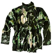 COS Women&#39;s Green Floral High-Neck Pleated Oversized Blouse Size 14 NWT - $59.99