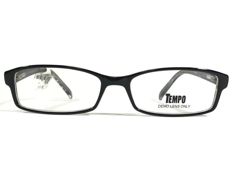 Tempo CTP 9002 BK/CR Eyeglasses Frames Black Clear Rectangular 53-16-135 - $29.69