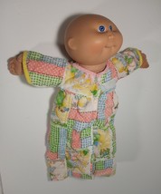 Vintage 1982 CABBAGE PATCH KIDS DOLL Bald Blue-Eyed 13&quot; Patchwork Snap Robe - $23.33