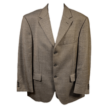 CHAPS Ralph Lauren Mens Tan Micro Houndstooth Silk Wool Blend Suit Jacket Sz 46 - $37.05