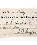 1915 Kineo Trust Company Bank Check E.A. Sampson Dover Maine Signed 7068... - $19.99