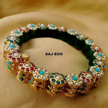 Rajasthani Gold plated high quality kundan bangles jewelry set Bridal Dulhan 11 - £64.42 GBP