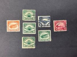 Lot Of 7 U.S. Airmail Stamps #C1, 2, 4, 5, 6 Used Hinged - £27.12 GBP