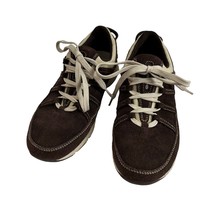 Lands End Womens Sneakers Brown Suede Leather Round Toe Lace Up Casual Sz 7 - £15.62 GBP