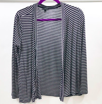Talbots Woman&#39;s Cardigan Open Front Black &amp; White Stripe Long Sleeve Siz... - $14.84
