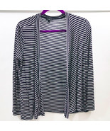 Talbots Woman&#39;s Cardigan Open Front Black &amp; White Stripe Long Sleeve Siz... - $20.36 CAD