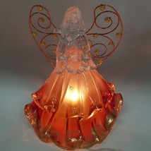 Lamp Angel Figurine Table Orange Gradient Wire Beaded Wings Vintage - $23.70