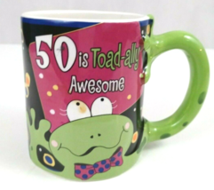 50 Years Old Is Toad-ally Awesome Frog With Leg Handle Coffee Cup 4&quot; Tall - $8.86
