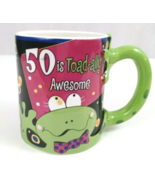 50 Years Old Is Toad-ally Awesome Frog With Leg Handle Coffee Cup 4&quot; Tall - €7,55 EUR