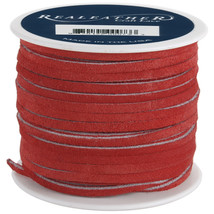 Realeather Crafts Suede Lace .125&quot;X25yd Spool-Red - $18.91
