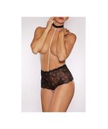 ALLURE POSH SPICEY CROTCHLESS PANTY CHOKER STIMULATING PEARLS BLACK ONE ... - $27.73 CAD