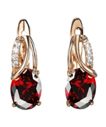 AXF2 18k Gold Ruby Red Earrings - £29.60 GBP