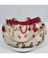 Vintage Sailor Canvas Bucket Bag Handbag Purse Red Tan 9x10x7 Inch - $19.00