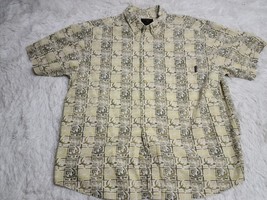 Woolrich Camp Shirt L All Over AOP Tribal Gecko Lizard Print Button Down Vintage - £11.06 GBP