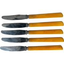 Washington Forge Butterscotch Yellow Handle Dinner Knives Bakelite Plast... - £11.01 GBP