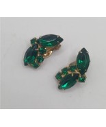 Vintage Green Rhinestone Goldtone ClipOn Earrings - $25.00