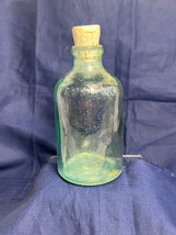 Vtg Rumford Chemical Apothocary Pharmacy Aqua Blue Bubble Glass Bottle - £23.62 GBP