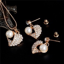 Hesiod White Snowflake Imitation  Necklace Earrings Set Austrian Crystal Necklac - £17.57 GBP