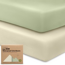 2-Pack Waterproof Crib Sheets Neutral - Bamboo Viscose Fitted Crib Sheet, Waterp - £30.59 GBP