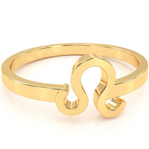 Leo Zodiac Sign Ring In Solid 10k Yellow Gold - £135.06 GBP