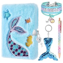 Plush MermaidNotebook Set - Glitter Diary For Kids Embroidery Patterns J... - £17.70 GBP